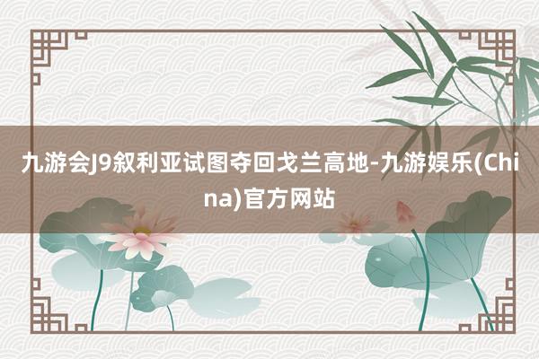 九游会J9叙利亚试图夺回戈兰高地-九游娱乐(China)官方网站